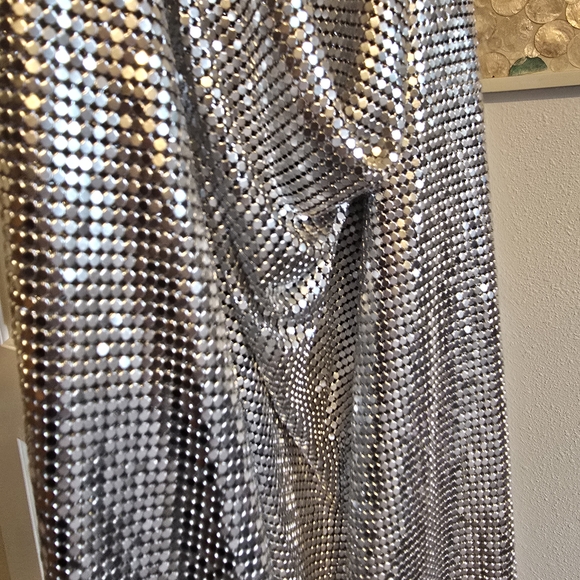 Zara 100% Aluminum Metal Mesh Silver Metallic Halter Top - Picture 12 of 12